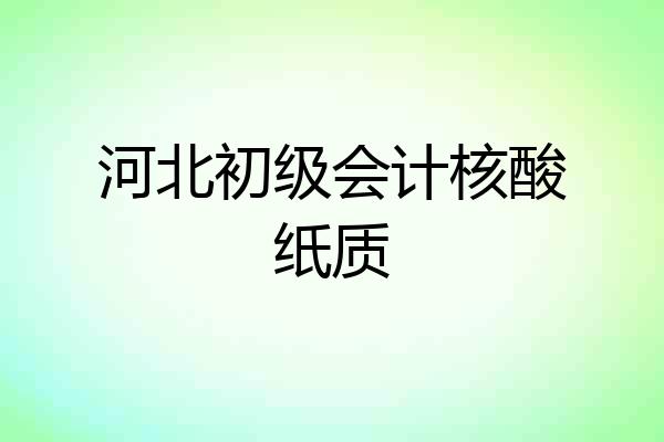 河北初级会计核酸纸质