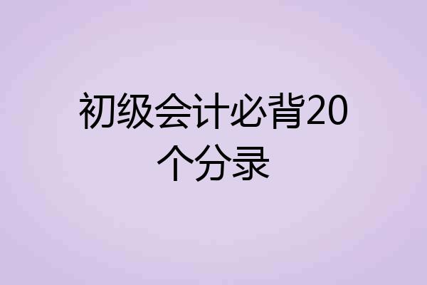 初级会计必背20个分录