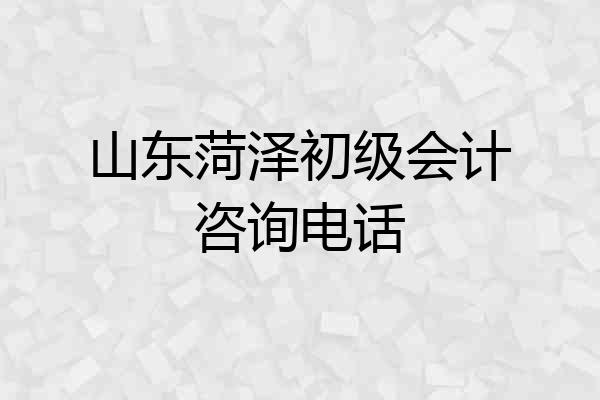 山东菏泽初级会计咨询电话
