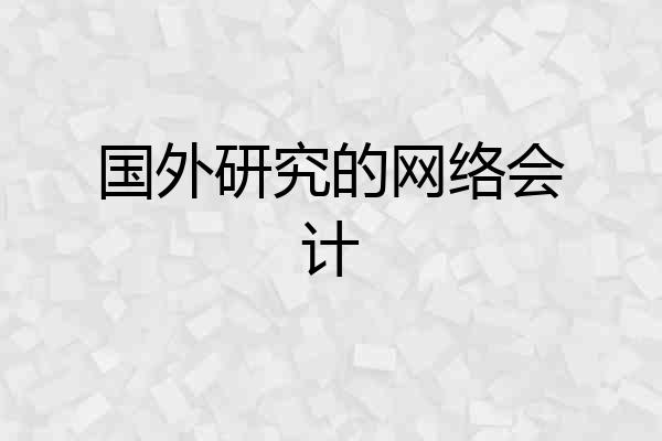 国外研究的网络会计