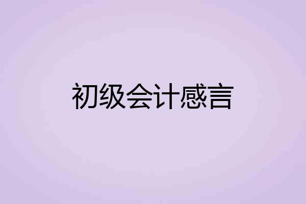 初级会计感言