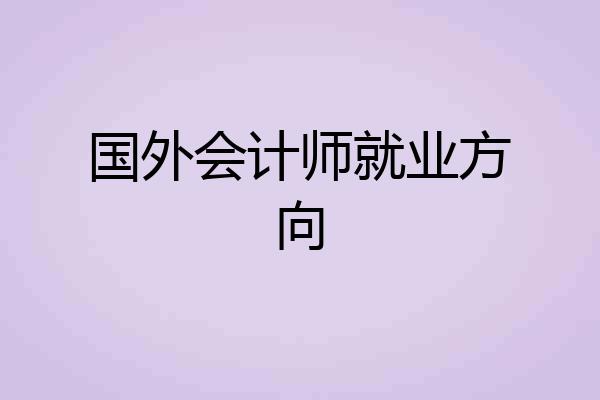 国外会计师就业方向