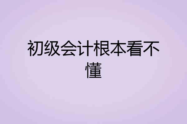 初级会计根本看不懂