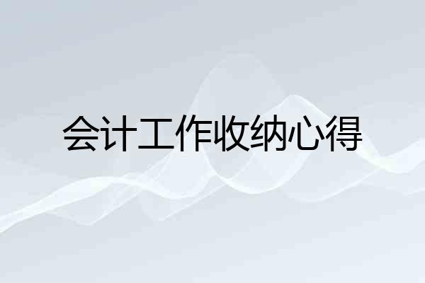 会计工作收纳心得