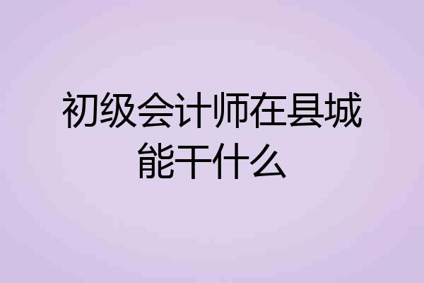 初级会计师在县城能干什么