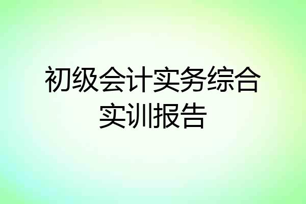 初级会计实务综合实训报告