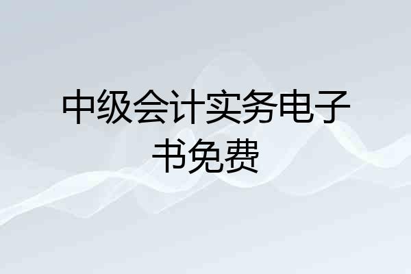 中级会计实务电子书免费