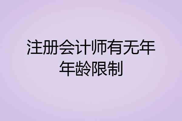 注册会计师有无年年龄限制