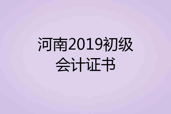 河南2019初级会计证书