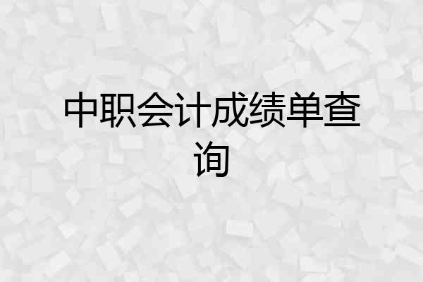 中职会计成绩单查询