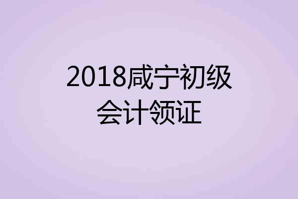 2018咸宁初级会计领证