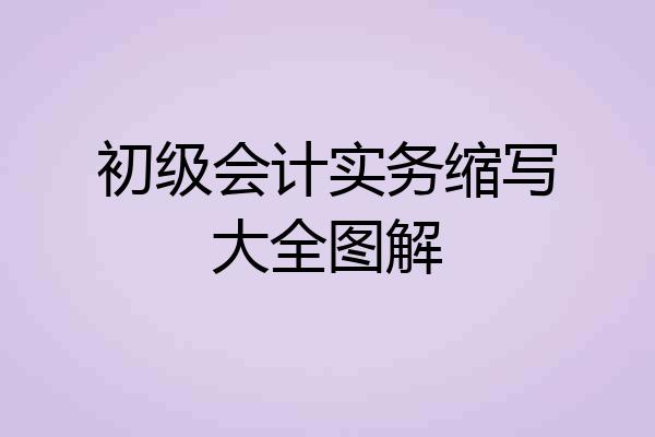 初级会计实务缩写大全图解