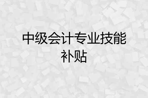 中级会计专业技能补贴