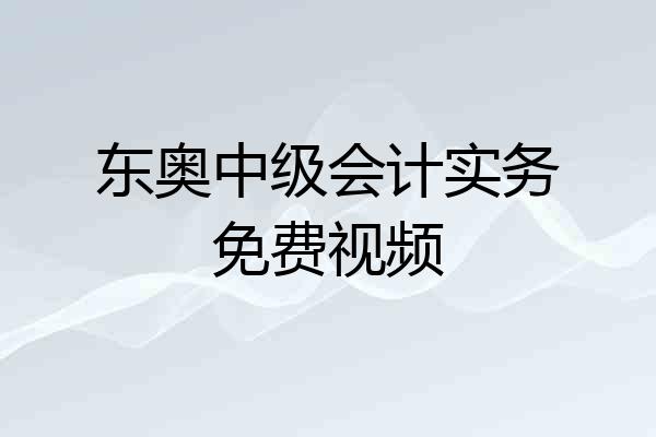 东奥中级会计实务免费视频