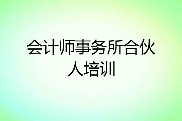 会计师事务所合伙人培训