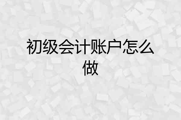 初级会计账户怎么做