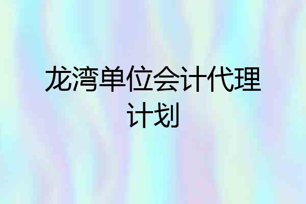 龙湾单位会计代理计划