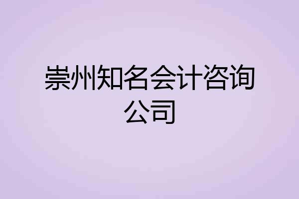 崇州知名会计咨询公司