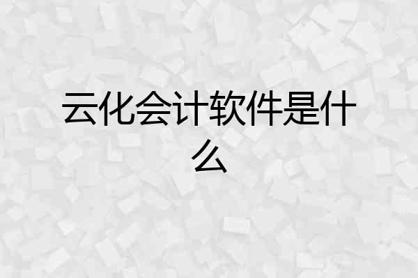 云化会计软件是什么