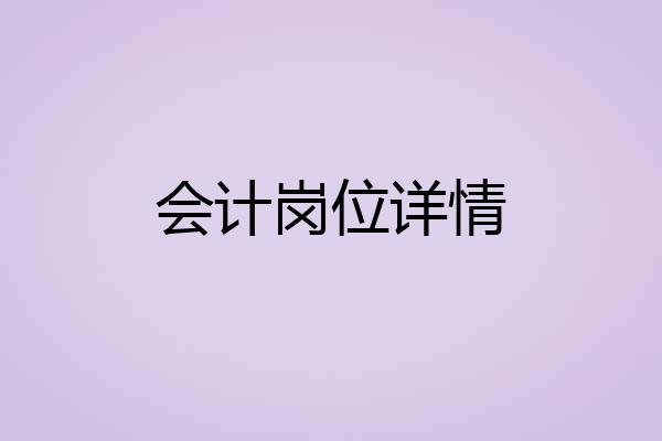 会计岗位详情