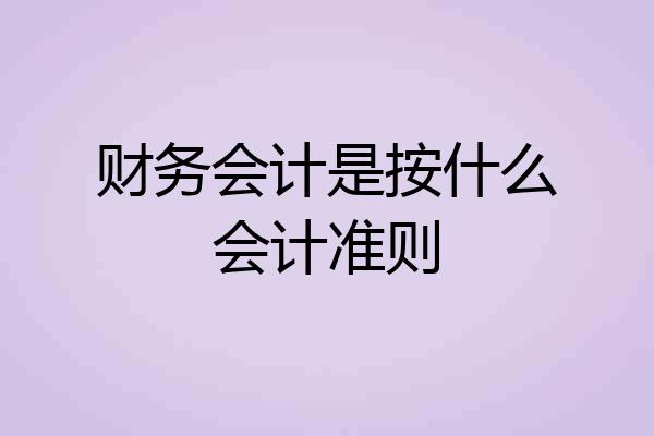 财务会计是按什么会计准则