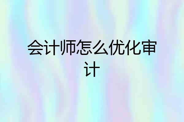 会计师怎么优化审计