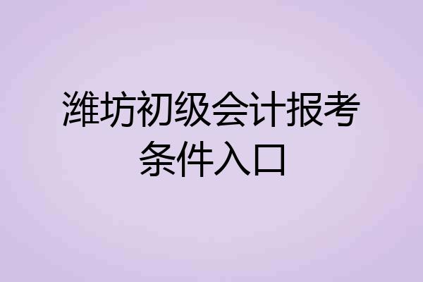 潍坊初级会计报考条件入口