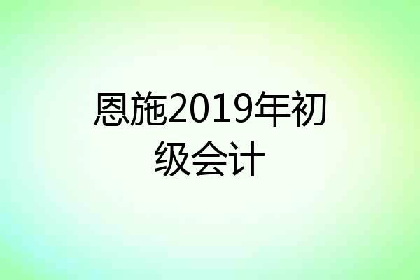 恩施2019年初级会计