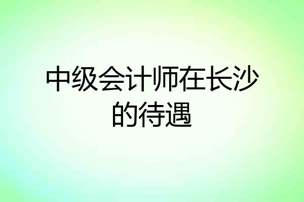 中级会计师在长沙的待遇