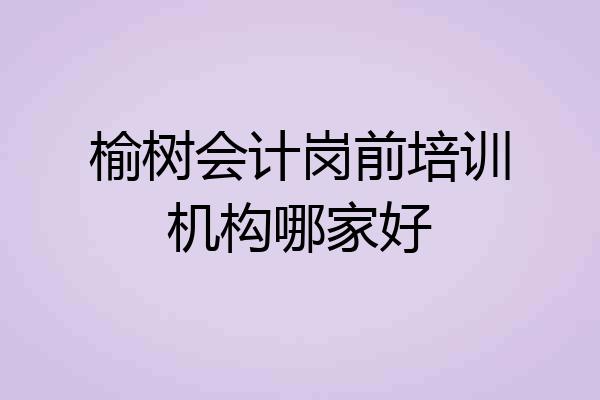 榆树会计岗前培训机构哪家好