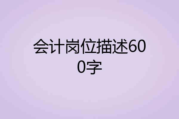 会计岗位描述600字