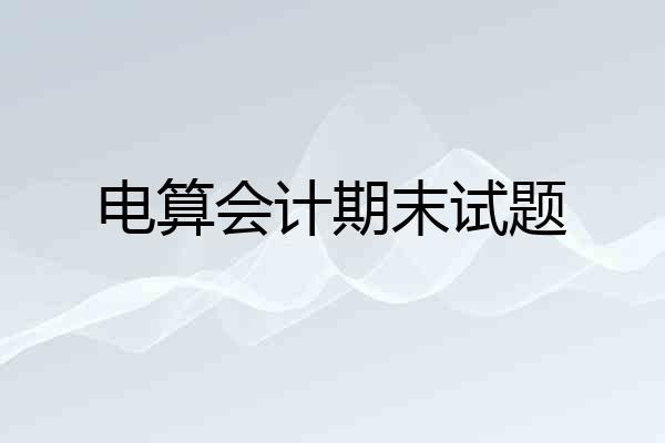 电算会计期末试题