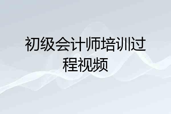 初级会计师培训过程视频