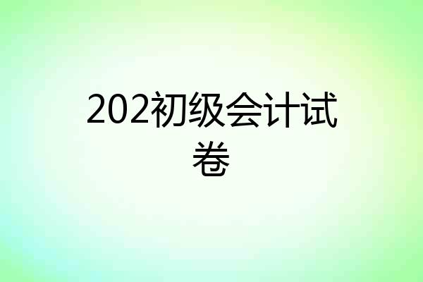 202初级会计试卷