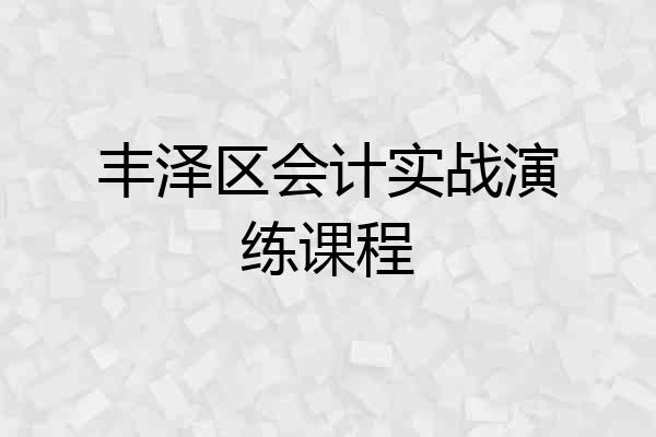 丰泽区会计实战演练课程