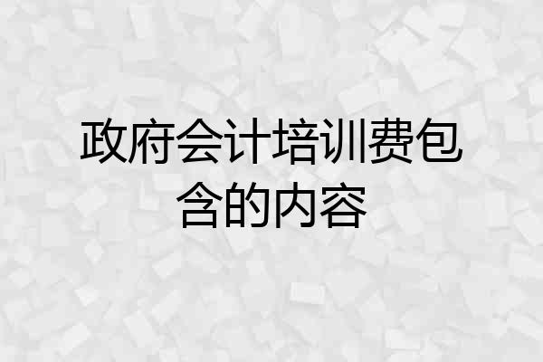 政府会计培训费包含的内容