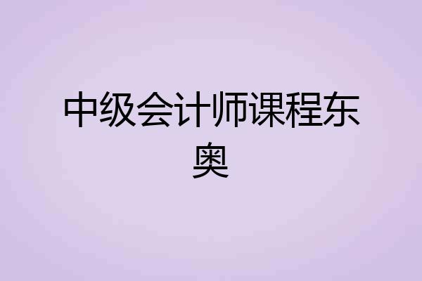 中级会计师课程东奥