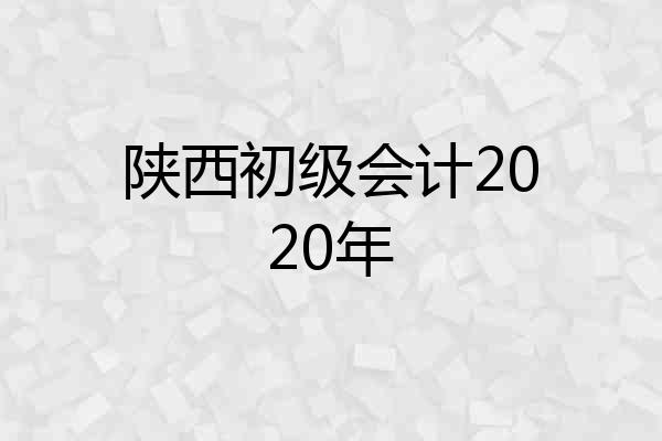 陕西初级会计2020年