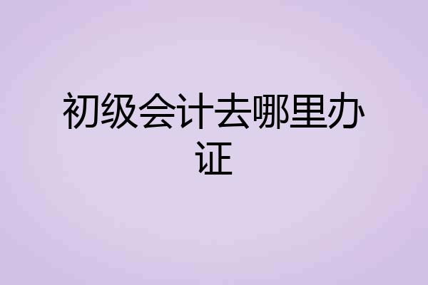 初级会计去哪里办证