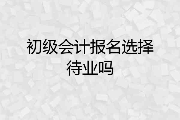 初级会计报名选择待业吗