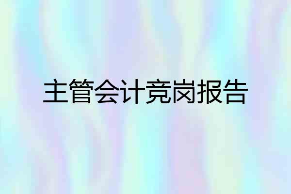 主管会计竞岗报告