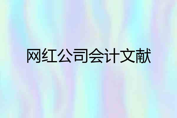 网红公司会计文献