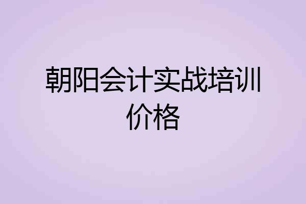 朝阳会计实战培训价格