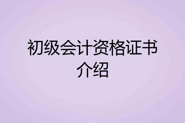 初级会计资格证书介绍