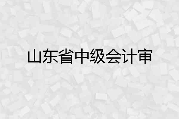 山东省中级会计审