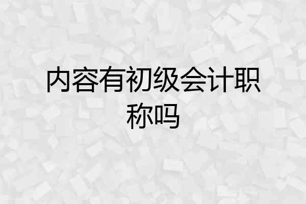 内容有初级会计职称吗
