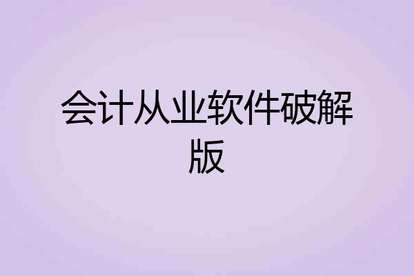 会计从业软件破解版
