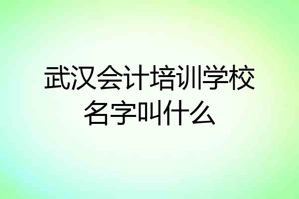 武汉会计培训学校名字叫什么