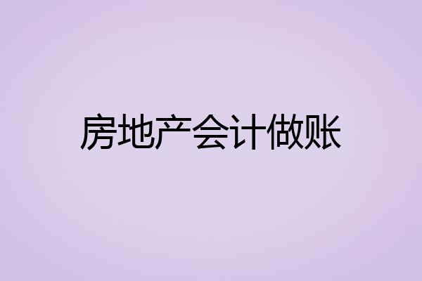 房地产会计做账