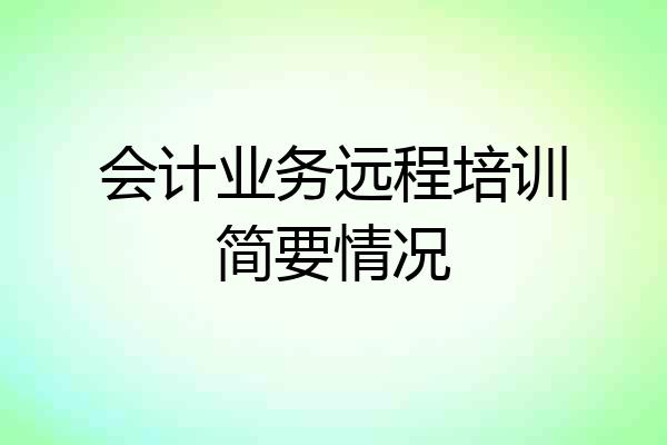 会计业务远程培训简要情况